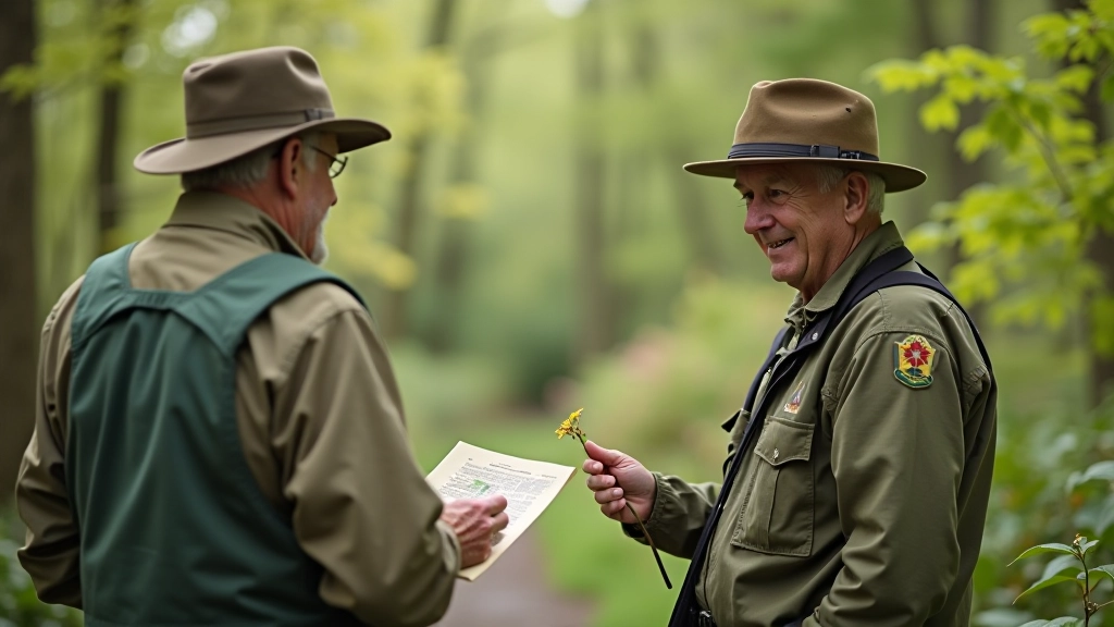Experienced guide pointing out bog plants and wildlife features to walking group